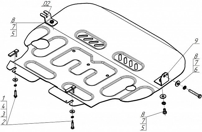 Защита стальная Мотодор (Двигатель, Коробка переключения передач), 2 мм,  Mini Cooper   2007-2014 арт. 77001