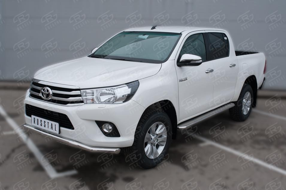 TOYOTA HILUX 2020- Пороги труба  d42 с листом (вариант 3) THL-0034983