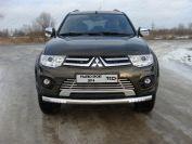 Защита передняя нижняя (с ходовыми огнями) 76,1 мм для автомобиля Mitsubishi Pajero Sport 2013-2015, TCC Тюнинг MITPASPOR14-12