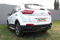 Защита заднего бампера d57 радиусная черная Hyundai Creta 4WD (2016-2021) , Slitkoff, арт. HCRET4WD012B