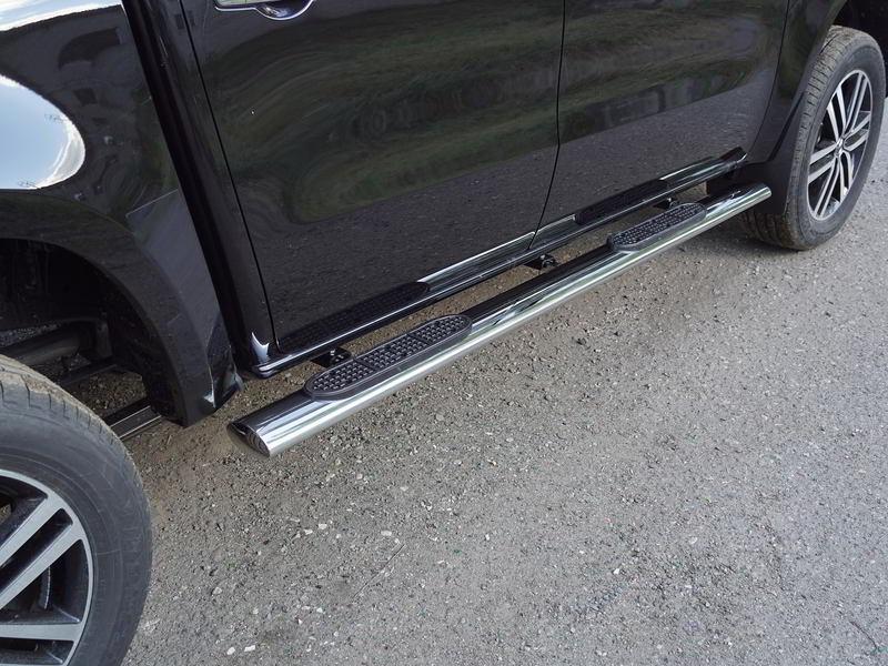 Пороги овальные с накладкой 120х60 мм для автомобиля Mercedes-Benz X-Class 2018-, TCC Тюнинг MERXCL18-09