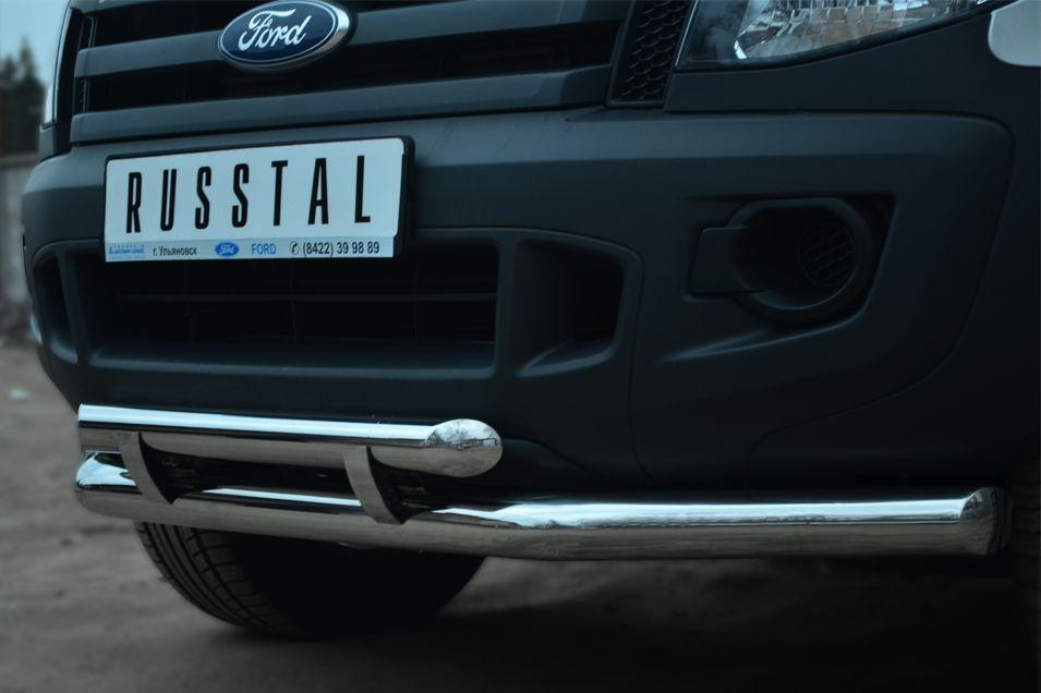 Защита переднего бампера d76/57 с декор элементами для Ford Ranger 2012, Slitkoff FRZ-001302