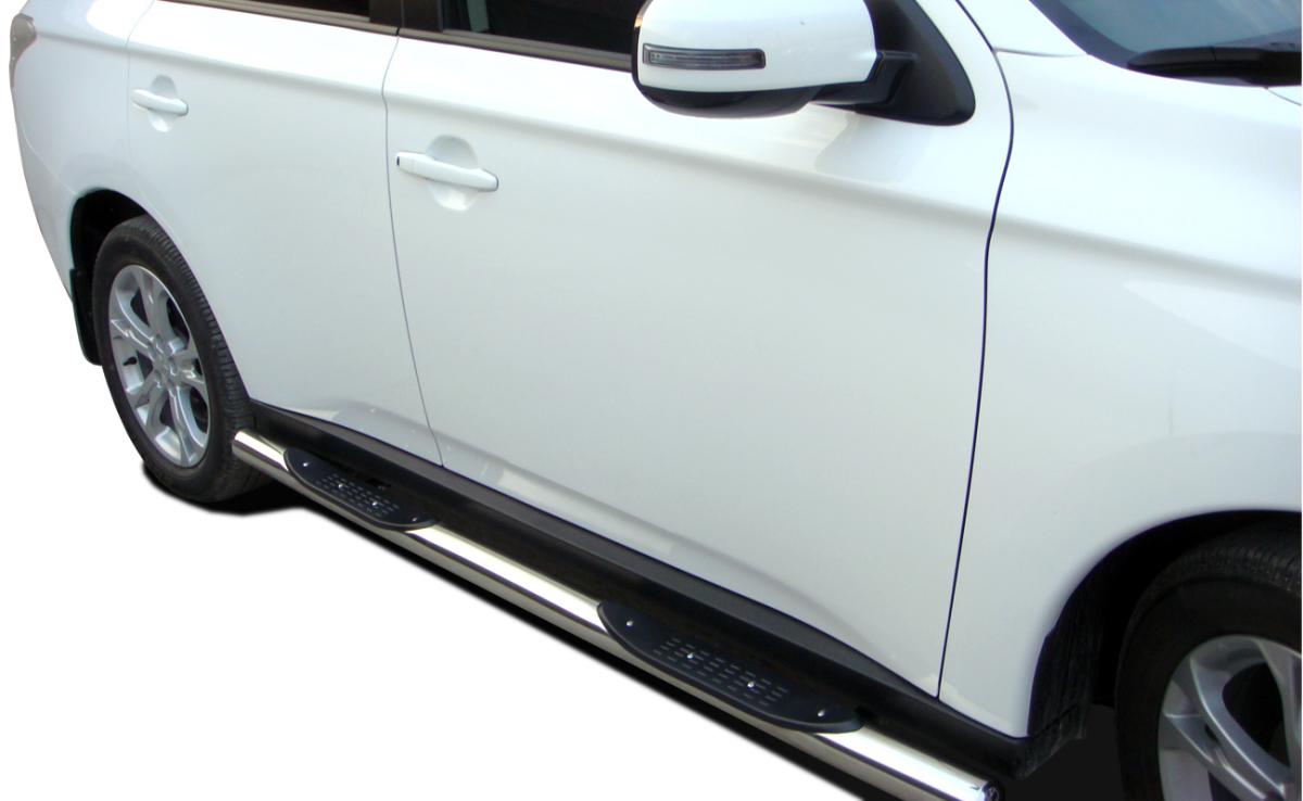 Пороги труба с проступью для автомобиля Mitsubishi Outlander 2019, Россия MSO.19.93