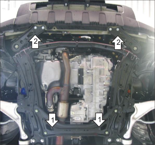 Защита стальная Мотодор (Двигатель, Коробка переключения передач), 3 мм, Сталь для Acura MDX 2006-2009 арт. 10824