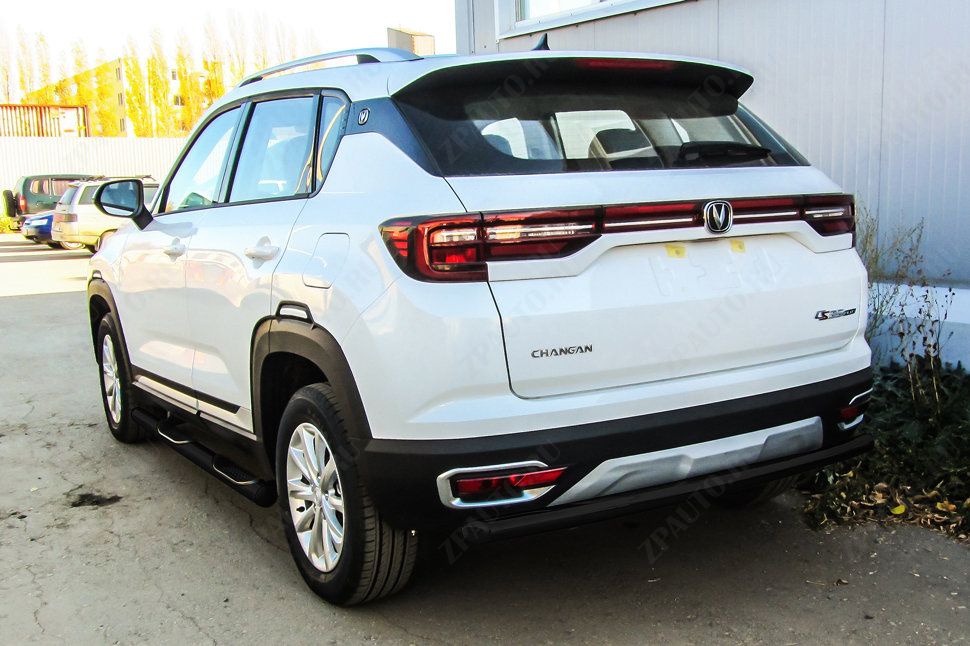 Защита заднего бампера d57 черная Changan CS35Plus (2018-2023) , Slitkoff, арт. CHANCS35P-006B