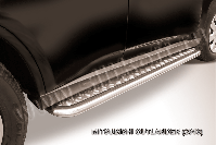 Защита порогов d42 с листом усиленная Mitsubishi Outlander (2012-2015) Black Edition, Slitkoff, арт. MOUT13-008BE