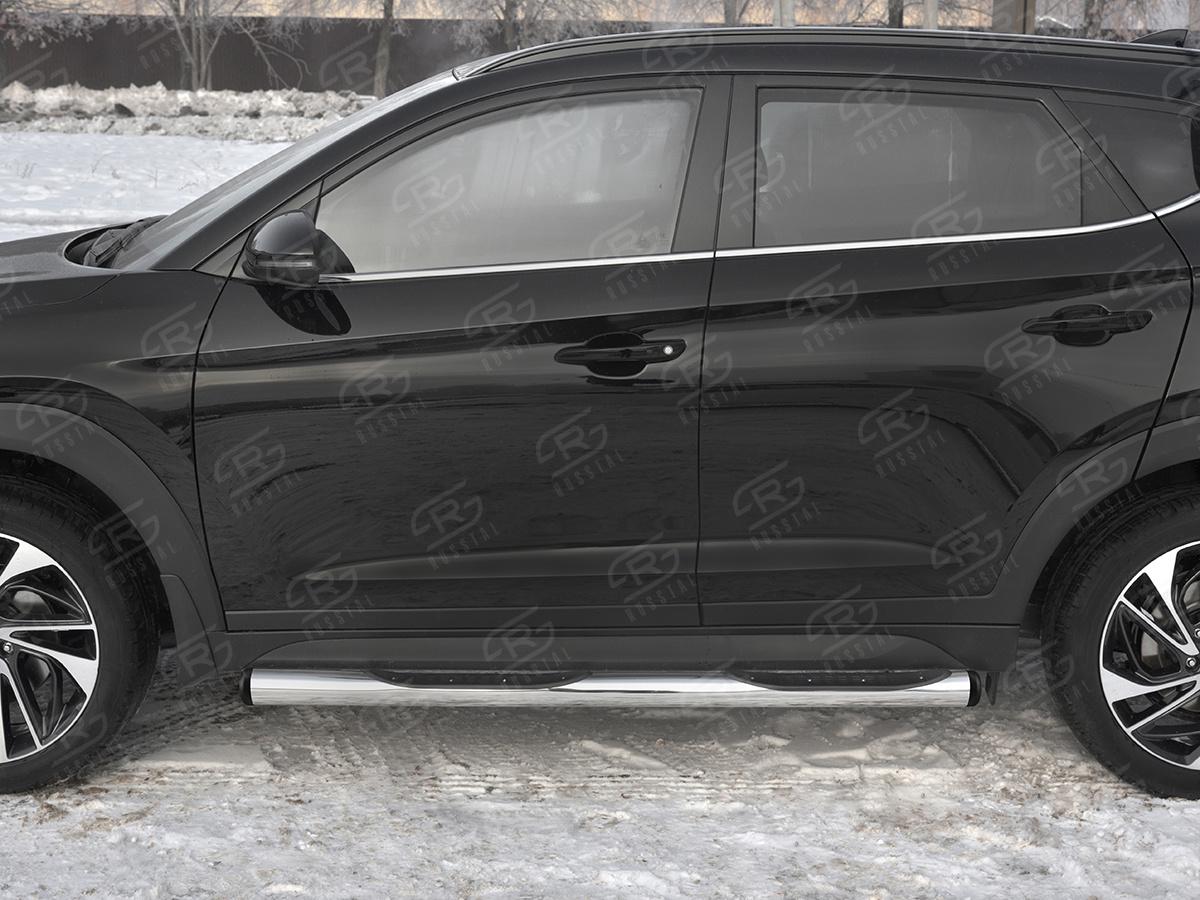 Пороги труба d76 с накладкой (вариант 2) HTT-0031012 для автомобиля HYUNDAI TUCSON 2018-, Slitkoff