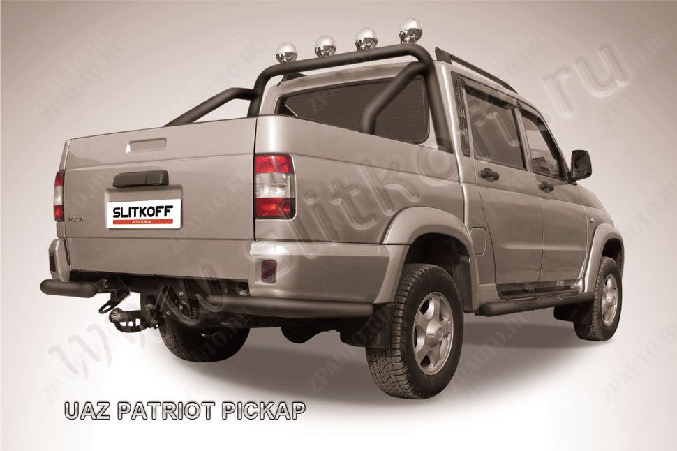 Уголки d76 черные Uaz Pickup (2008-2014) , Slitkoff, арт. UPpic007B