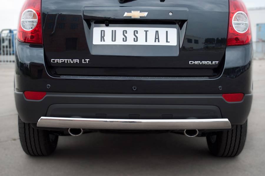 Защита заднего бампера d75x42 овал для Chevrolet Captiva 2012, Руссталь CHCZ-000836