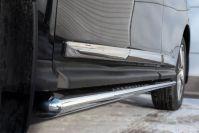 Пороги труба 120х60 овал с проступью для Nissan Pathfinder 2014, Slitkoff NPO-002024