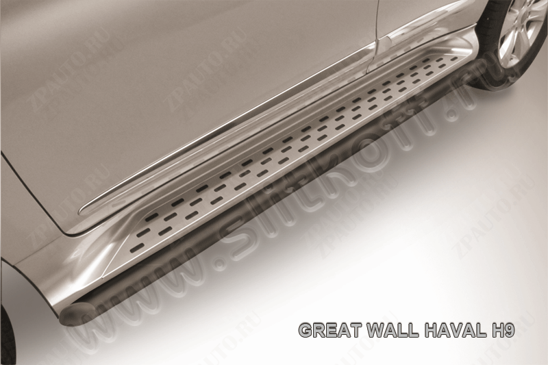 Защита штатного порога d57 черная Haval H9 (2014-2017) , Slitkoff, арт. HavH9006B