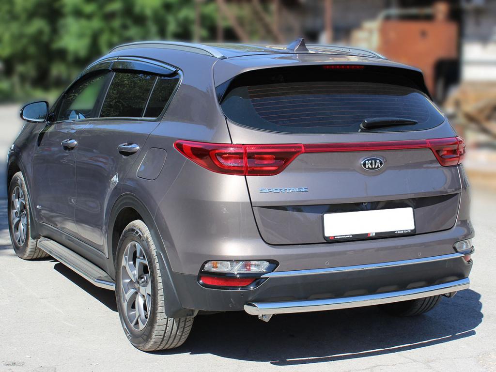 Защита заднего бампера радиусная одинарная d-60 для автомобиля Kia Sportage 2018-наст.вр., Технотек, арт. KSP18_3