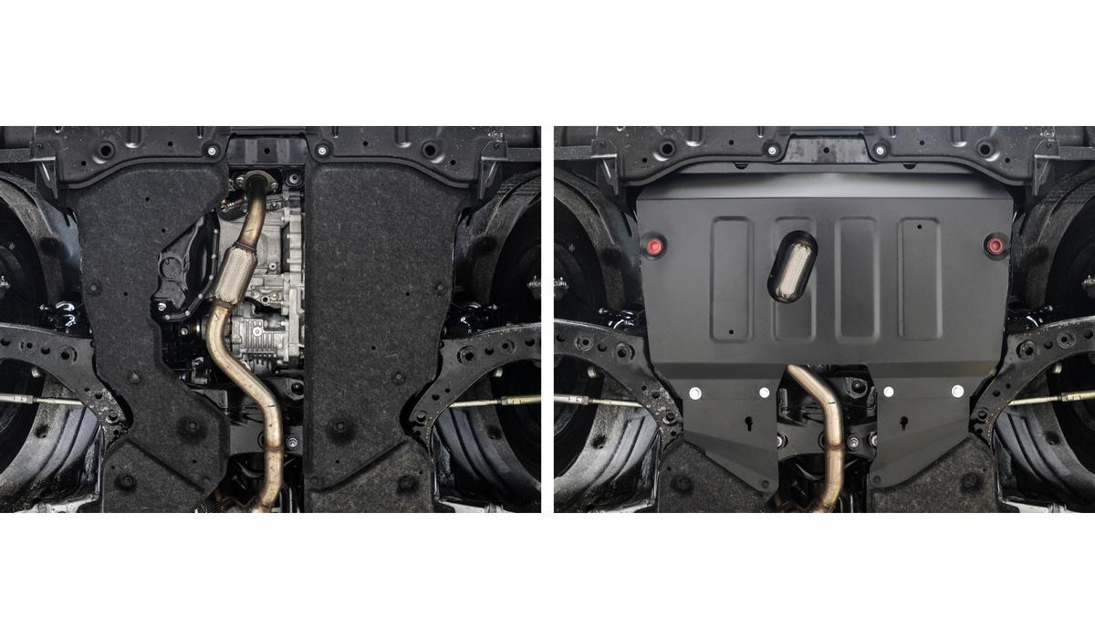 Защита картера и КПП АвтоБроня для Toyota Highlander U70 (V - 3.5) 2020-н.в., штампованная, сталь 1.8 мм, с крепежом, 111.09549.1