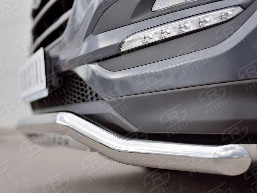 Защита переднего бампера d63 волна с надписью Hyundai Tucson 2015, Руссталь HTZ-002228