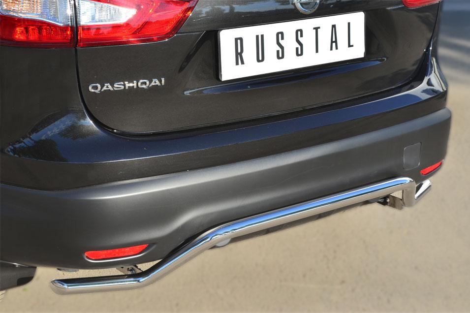 Защита заднего бампера d42 волна для Nissan Qashqai 14-/15- SPB, Slitkoff NQQZ-001796