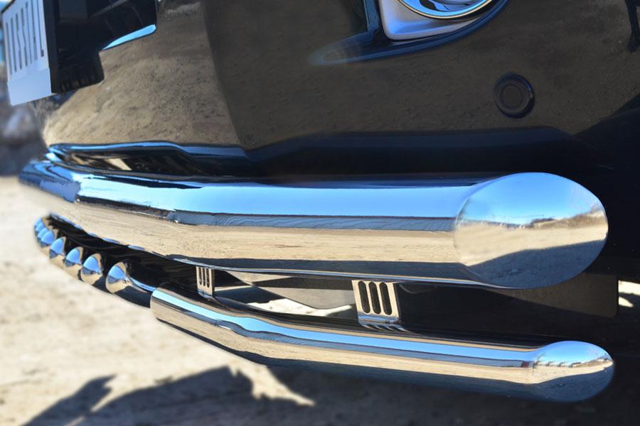 Защита переднего бампера d76/42 уголки с зубами для Toyota Land Cruiser 200 2012, Slitkoff TLCZ-001641