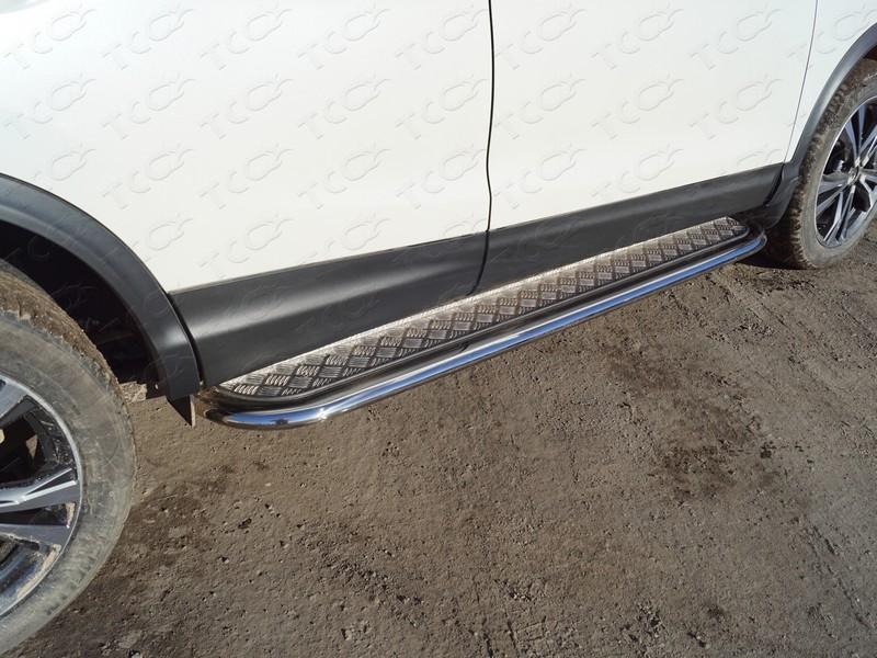 Пороги с площадкой 75х42 мм для автомобиля Nissan Qashqai 2019-, TCC Тюнинг NISQASH19-25