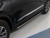 Пороги алюминиевые с пластиковой накладкой (карбон серые) 1720 мм для автомобиля Chery Tiggo 8 2020 TCC Тюнинг арт. CHERTIG820-31GR