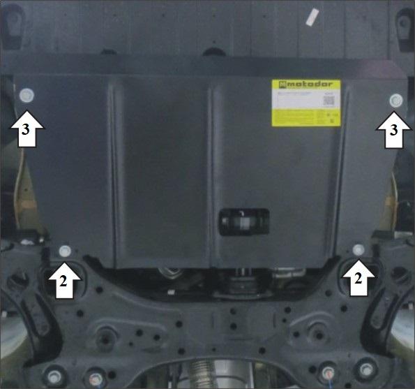 Защита стальная Мотодор (Двигатель, Коробка переключения передач), 2 мм, Сталь для KIA Picanto 2017- арт. 71012