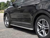 Пороги труба d42 с листом вариант 3 на Hyundai Santa Fe Grand 2016, Slitkoff HSFL-0027357