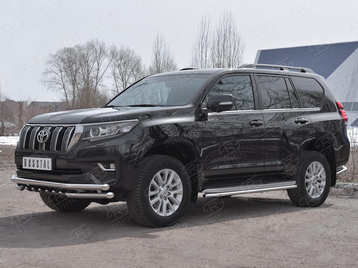 Защита переднего бампера d57 секции-d57 уголки+d42 зубы LCPZ-002861 для автомобиля TOYOTA LC PRADO 150 2017-, Slitkoff