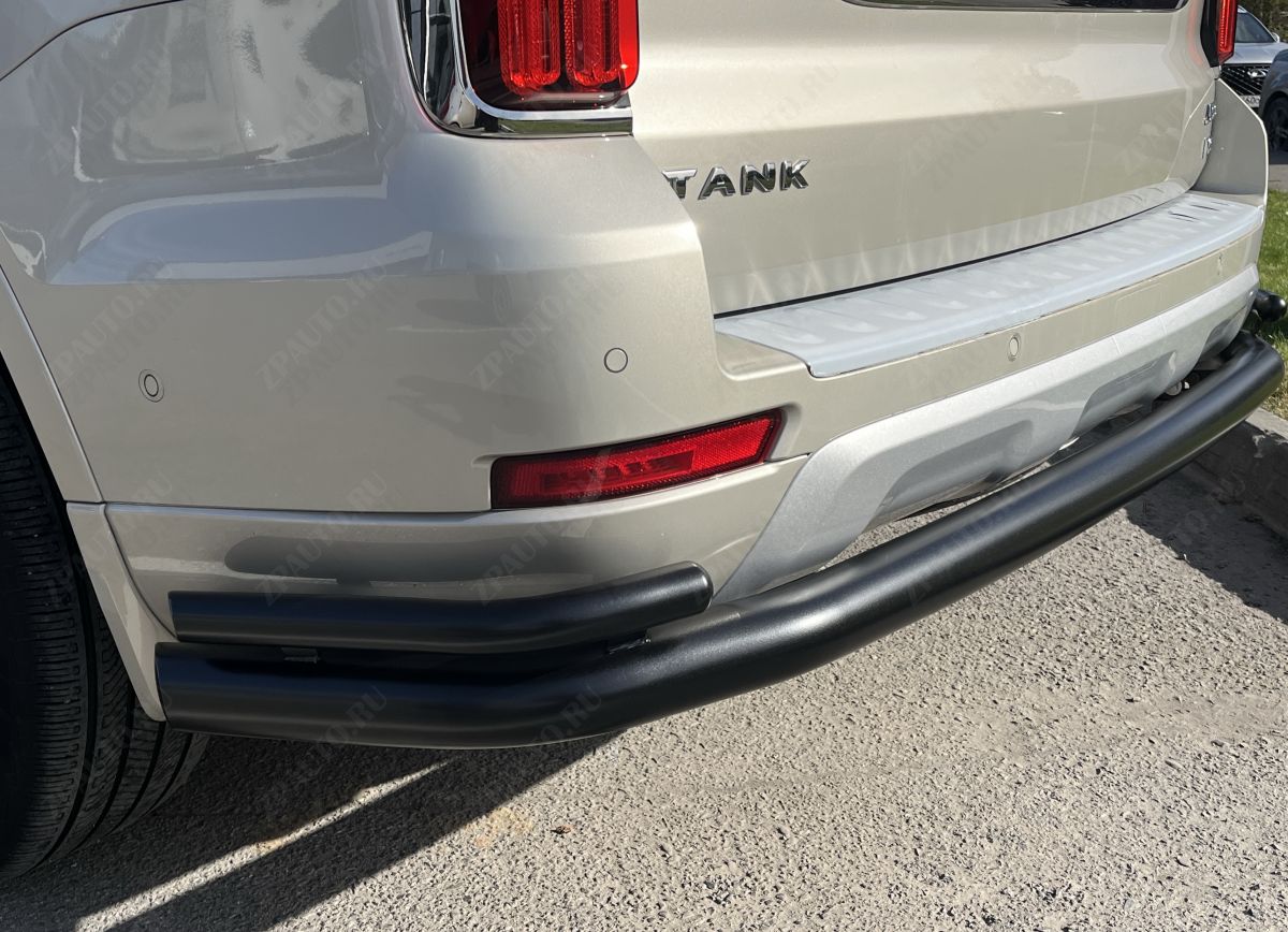 Защита заднего бампера угловая большая двойная с покрытием "Раптор" для автомобиля TANK 500   2023 арт. TANK500.23.22-R