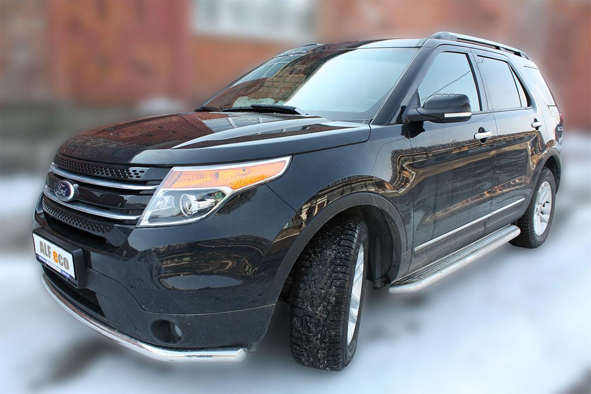 Пороги с площадкой D 60,3 для Ford Explorer(Форд Эксплорер), ALFeco арт. EXP-11.02