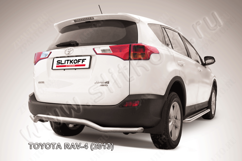 Защита заднего бампера d57 волна Toyota Rav-4 (2012-2015) Black Edition, Slitkoff, арт. TR413-018*BE
