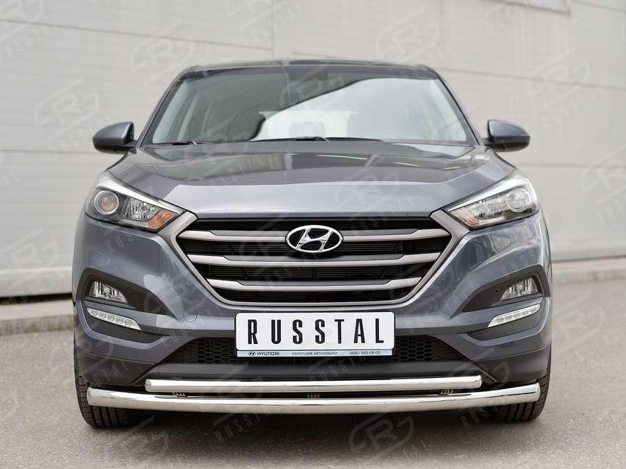 Защита переднего бампера d57/42 Hyundai Tucson 2015, Slitkoff HTZ-002229