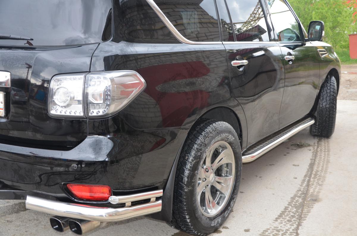 Пороги с накладным листом для автомобиля NISSAN Patrol  2010, Россия NPL.10.42
