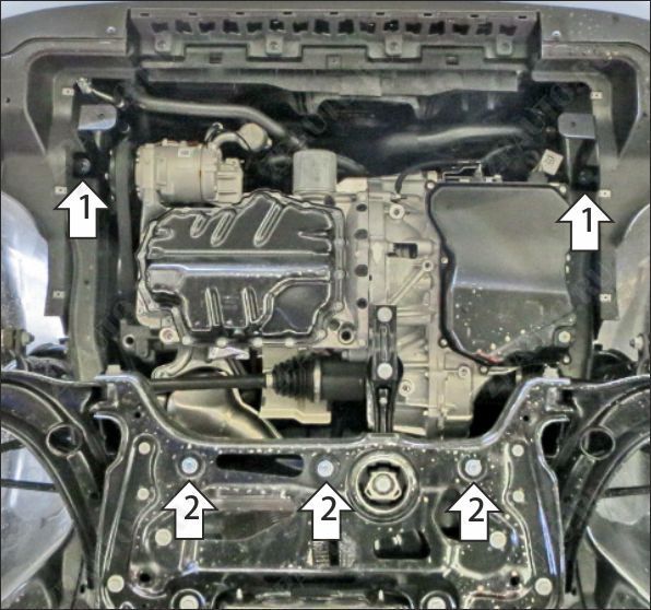 Защита стальная Мотодор (Двигатель, Коробка переключения передач), 2 мм,  для Jetta VS7  2023- арт. 72304