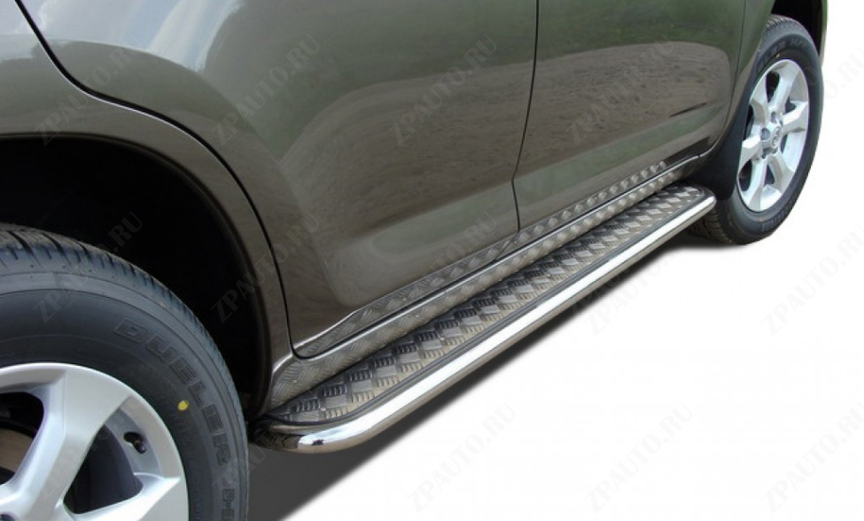 Пороги с накладным листом d53 для Toyota RAV4 2005-2009, TRAV.06.41, Россия