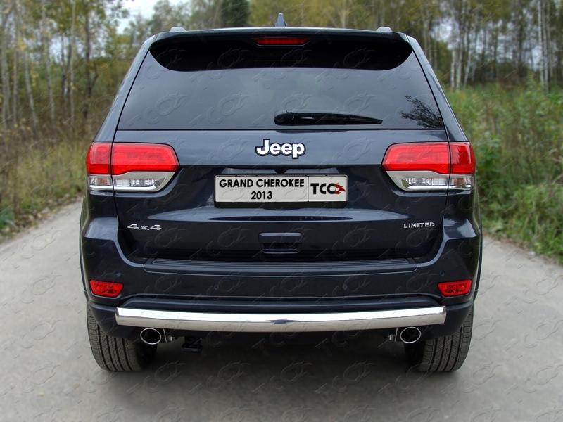 Защита задняя (овальная) 75х42 мм для автомобиля Jeep Grand Cherokee 2013-2017, TCC Тюнинг GRCHER13-10