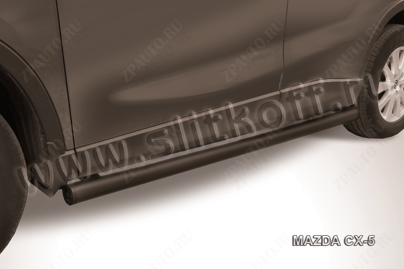 Защита порогов d76 труба черная Mazda CX-5 (2011-2017) , Slitkoff, арт. MZCX5-004B