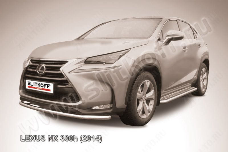 Защита переднего бампера d57 радиусная Lexus NX-300h (2014-2021) , Slitkoff, арт. LNX005