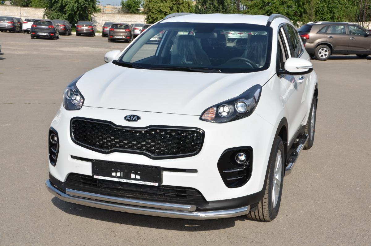 Защита переднего бампера двойная для автомобиля KIA Sportage 2015 арт. KSP.15.04