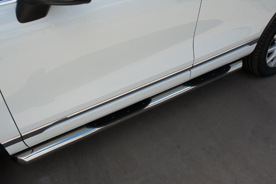 Пороги труба d76 с накладками вариант 1 для Volkswagen Touareg 2014, Slitkoff VWTT-0021281