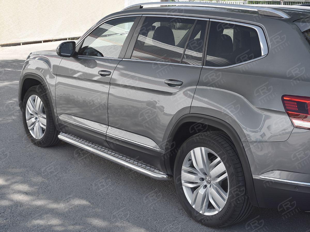 Пороги труба d57 с листом вариант 2 на Volkswagen Teramont 2017, Slitkoff VTML-0029942