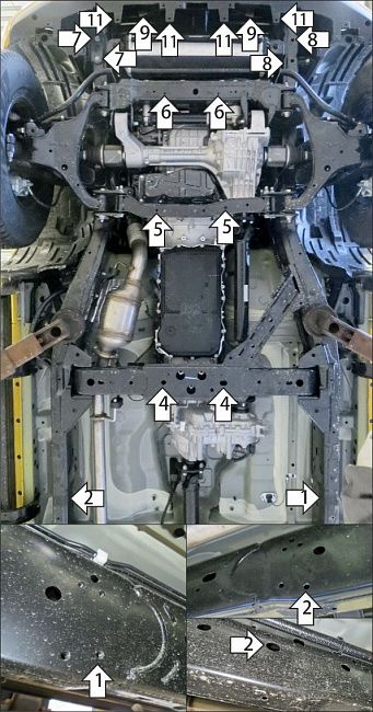 Защита стальная Мотодор (Радиатор, Двигатель, Коробка переключения передач, Раздаточная коробка), 2 мм,  для Dongfeng DF6  2022- арт. 78603