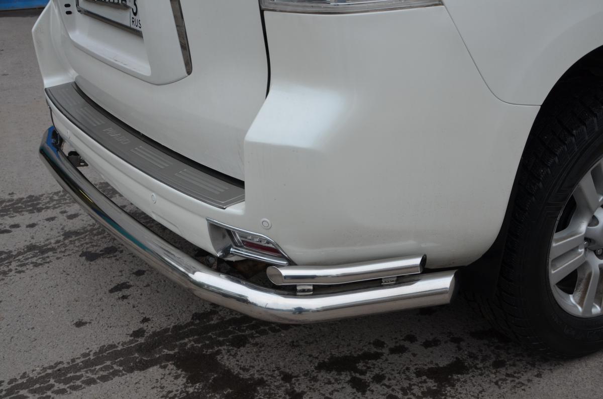 Защита заднего бампера угловая большая d76/42 для Toyota Land Cruiser Prado 150 (Тойота Ленд Крузер Прадо 150), TLCP150.10.21-1, Россия