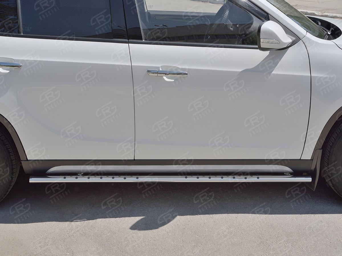 Пороги труба d75х42 овал с проступью на Brilliance V5, Slitkoff BV5O-002703