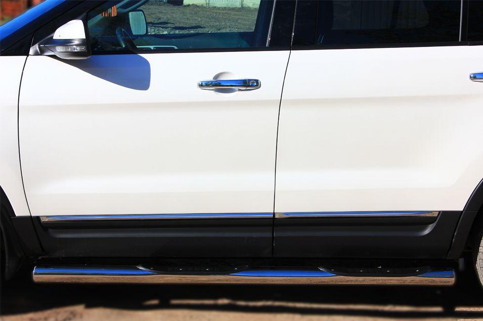 Пороги труба d76 с накладками вариант 3 для Ford Explorer 2012, Slitkoff FET-0013133