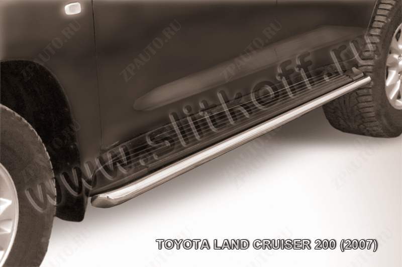 Защита штатного порога d42 Toyota Land Cruiser 200 (2007-2012) Black Edition, Slitkoff, арт. TLC2-020BE