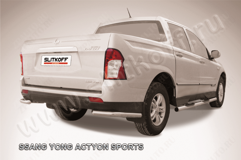 Уголки d57 SsangYong Actyon Sport (2012-2016) Black Edition, Slitkoff, арт. SYAS017BE