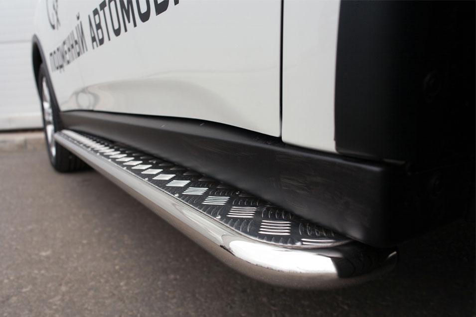 Пороги труба d42 с листом для Mitsubishi Outlander 2014, Русталь MORL-001904, Slitkoff