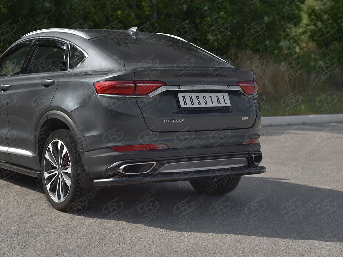 GEELY TUGELLA 2020- Защита заднего бампера d57 секции black GTGZ-003947CH