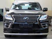 Дуга передняя по низу бампера d76 одинарная на Lexus LX 570 Sport 2013, Технотек LX12S_1.2