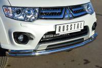 Защита переднего бампера d63/42 с уголками для Mitsubishi Pajero Sport 2013, Руссталь MPSZ-001576