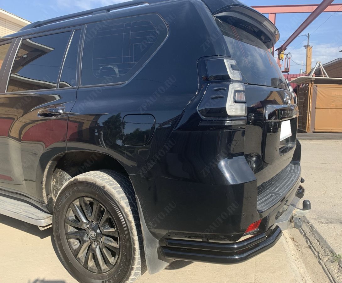 Защита заднего бампера угловая двойная с покрытием "раптор" для автомобиля TOYOTA Land Cruiser Prado 150  2017 арт. TLCP150.17.20-3