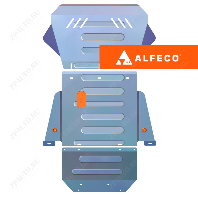 Защита  картера и КПП (3 части) Nissan Terrano I (WD21) 1986-1995 V-2,4; 2,7D; 3,0 , ALFeco, алюминий 4мм, арт. ALF1562al